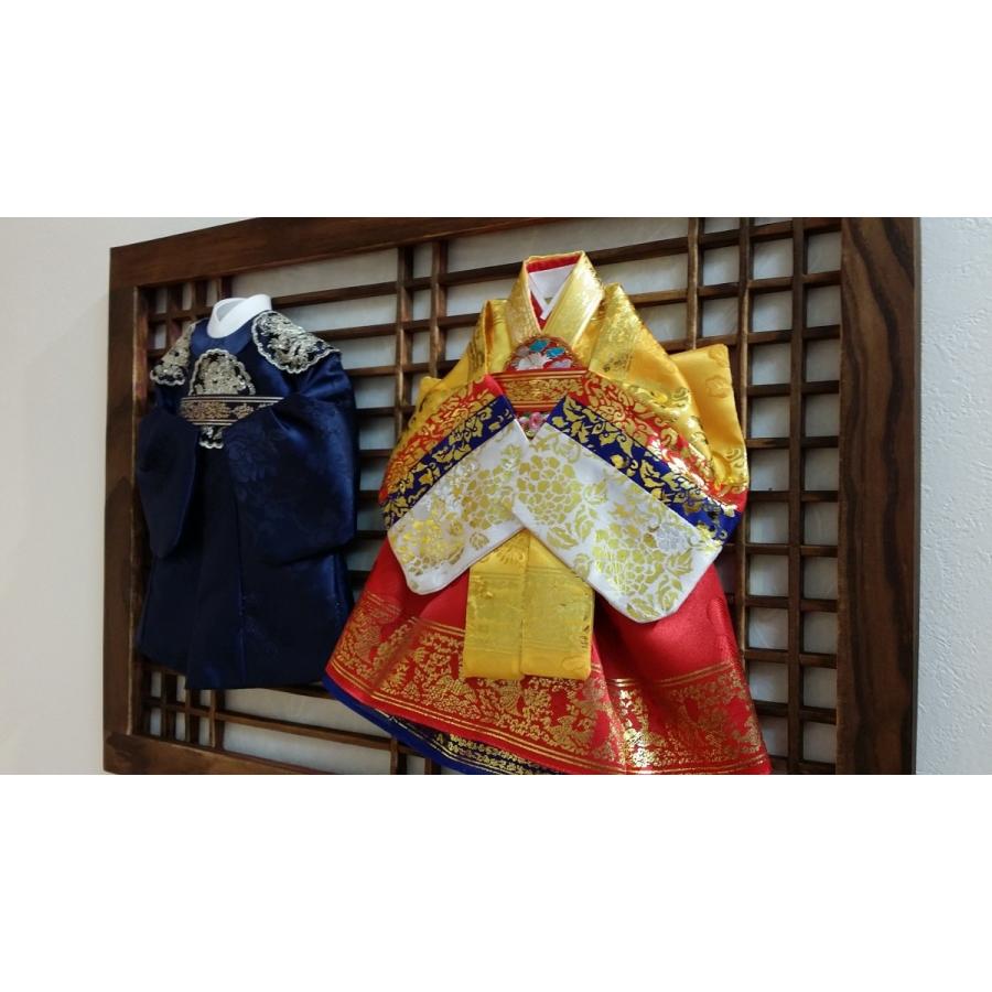 韓国雑貨 チョゴリ 額縁 障子デザイン 王と王妃の 韓服 壁掛け
