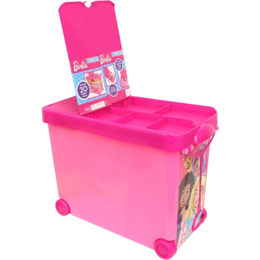 バービー おもちゃ箱 収納キャリングケース ストアイットオール 最大20体収納可能 アクセサリー小分け - ピンク 品質保証
