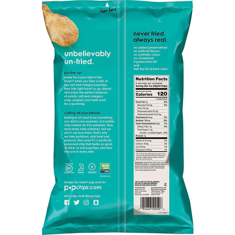 流行に Popchips シーソルト ビネガー ポテトチップス 142g X12袋 即納特典付き Www Tiebreak Fr