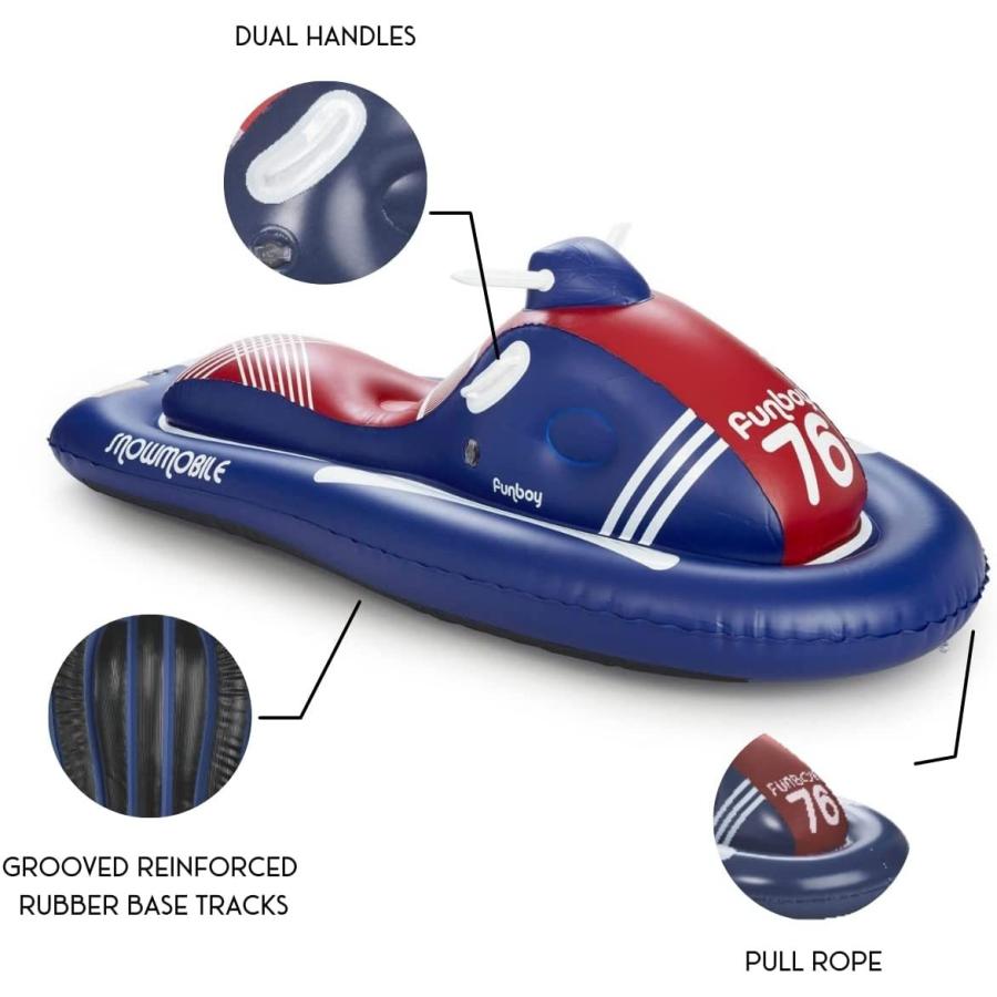 スノーモービル型 ソリ スノーチューブ 雪遊び 雪すべり ハンドル付き 2人乗り 約 Snow Sled，