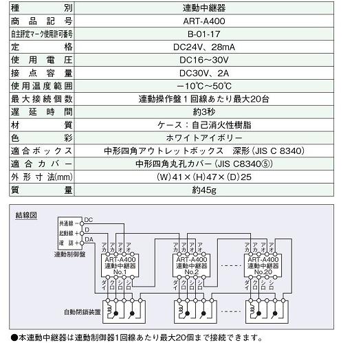 防排煙設備用 連動中継器 ホーチキ ART-A400 : 非常食・防災用品専門 