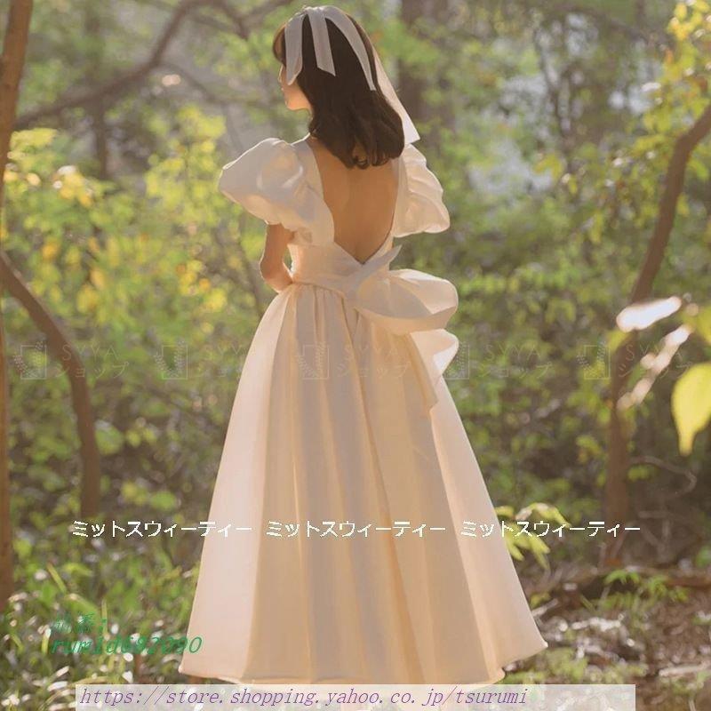 おしゃれ ウェディングドレス 花嫁 二次会 ウエディングドレス 結婚式 ロングドレス 前撮り 披露宴 パフスリーブ 家族挙式 リゾート Aラインドレス サマーブライダル 半袖 Milabscientific Com