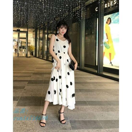 ロング ワンピース ドット おしゃれ バックシャン 大人 ノースリーブ 代 かわいい 白 40代 10代 黒 ホワイト 旅行 ブラック 30代 日本正規品