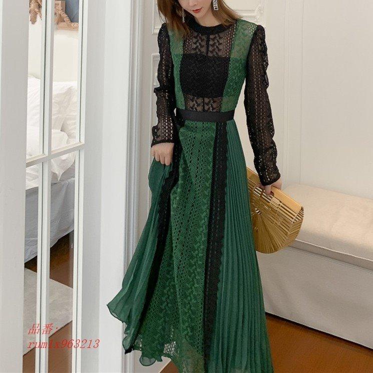 レディース カジュアル ワンピース プリーツ ロング 上品 長袖 大人 プリーツ 10代 代 40代 長袖 緑 ブラック デート カジュアル グリーン Rum1x 30代 ディナー 黒 Tsurumi Shop 最大80 Off