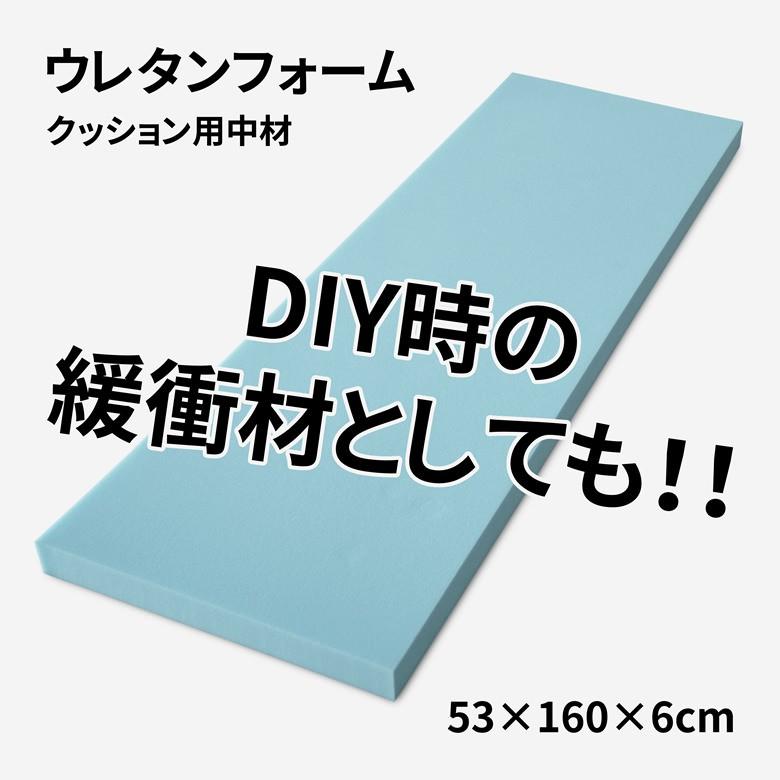 ウレタンフォーム 53×160×6cm 薄青 または 灰色 日焼け有り※お客様から