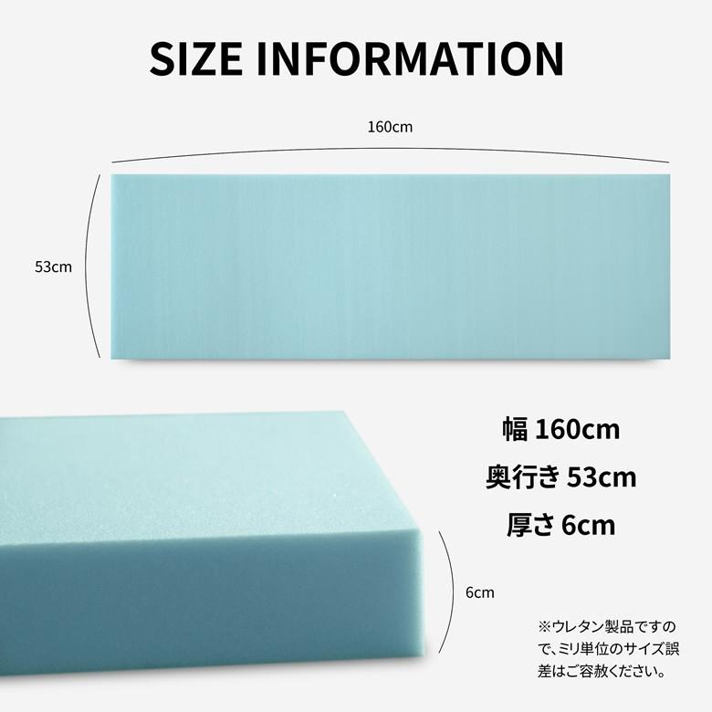 ウレタンフォーム 53×160×6cm 薄青 または 灰色 日焼け有り※お客様から