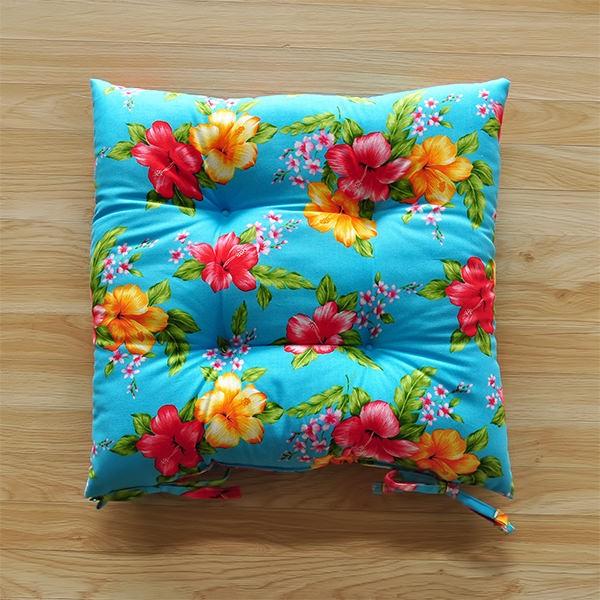 クッション 椅子 シート イス 床用 約 45×45 cm ハイビスカス 花