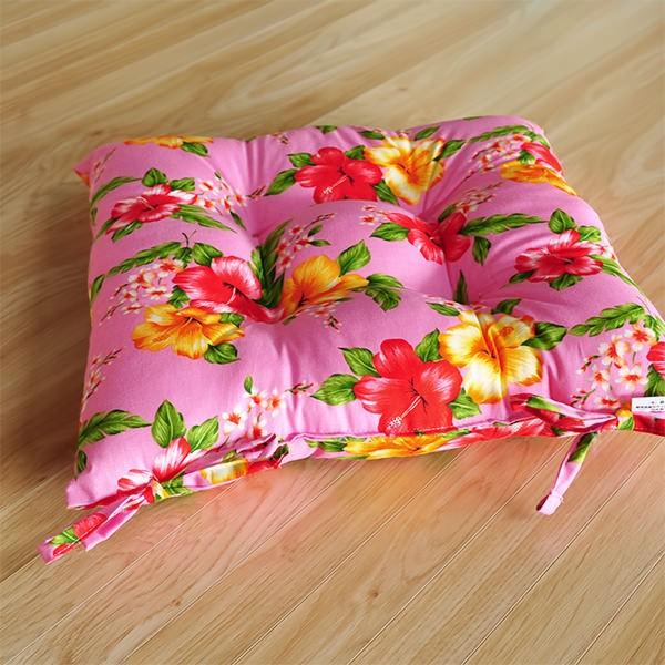 クッション 椅子 シート イス 床用 約 45×45 cm ハイビスカス 花
