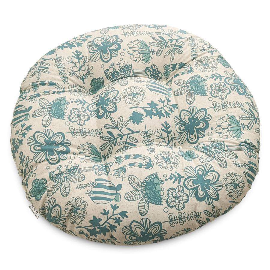 ラウンドフロアクッション ガワ直径約60cm ミュゼ グリーン 綿100 北欧系 丸 座布団 座ぶとん フローリング フロアー 床 コットン プリント オックス 日本製 E097f ツルショウ 通販 Yahoo ショッピング