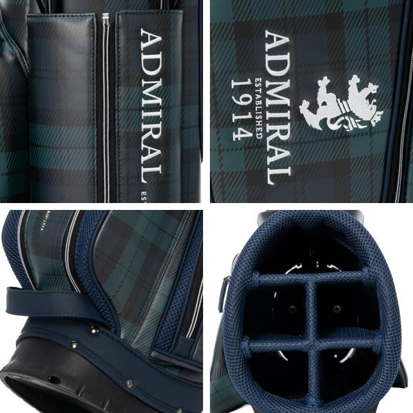 送料無料/美品　Admiral チェック柄スタンド式キャディバッグNAVY Admiral Golf（アドミラルゴルフ） アドミラル キャディバッグ