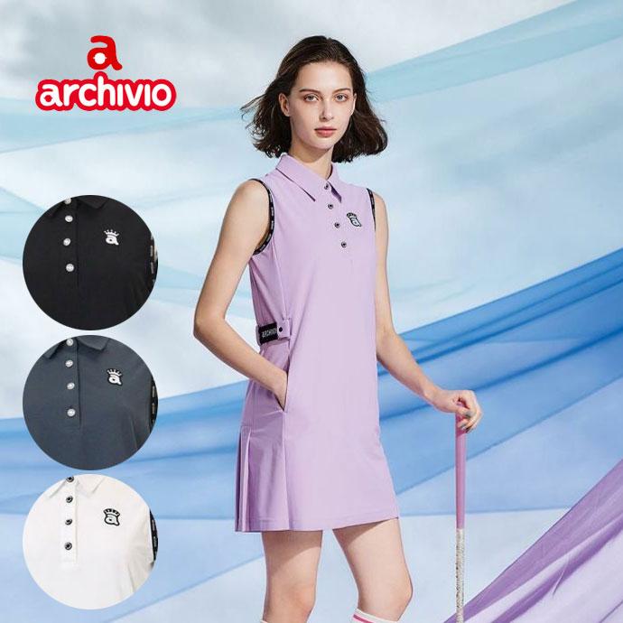 アルチビオ archivio ワンピース 新品 archivio（アルチビオ） ゴルフウエア レディース UV速乾ポロノースリ