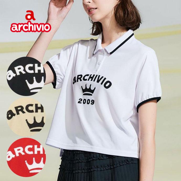 アルチビオブラックポロシャツとスカートセット38 archivio（アルチビオ） ゴルフ レディース パフスリーブUVポロシャツ