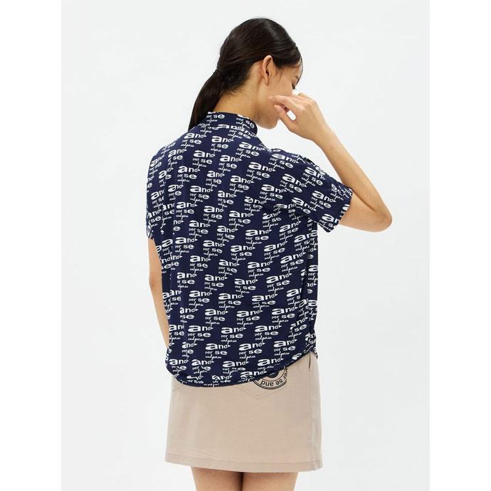 ゴルフウエア レディース アンパスィ COOL is COOL プリンテッド半袖モックネックシャツ 春 夏 26SS_11