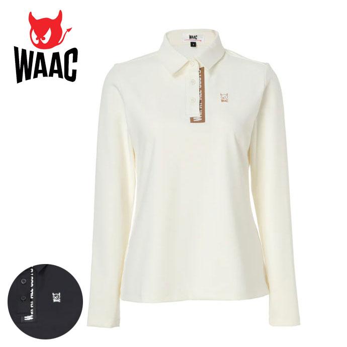 ゴルフ ウェア WAAC レディース 長袖 ポロシャツ トップス人気 WOMENS PLAYERS EDITION 長袖ポロシャツ ホワイト/072242050