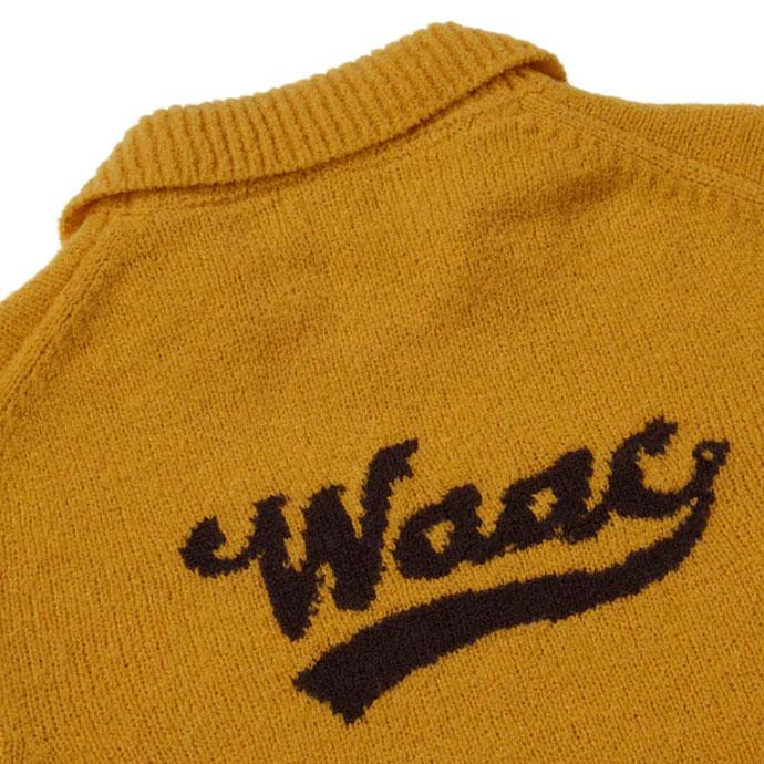 新品未使用 WAAC ニット 黄色 M WAAC ゴルフウエア レディース ワック ブークレニット 072254780 秋 冬