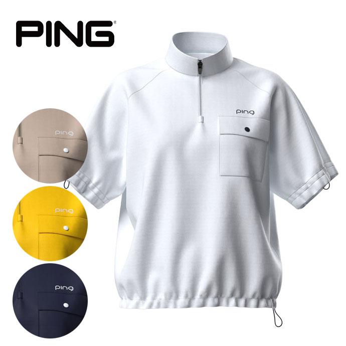 PING ゴルフ レディース ピン 二重織半袖ハーフジップハイネック PING ゴルフ レディース ピン 二重織半袖ハーフジップハイネック
