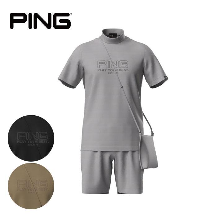 PING ゴルフウェア　グレー　半袖　新品未使用　Lサイズ PING（ピン） ゴルフウエア メンズ 半袖ハイネックシャツ×ショート