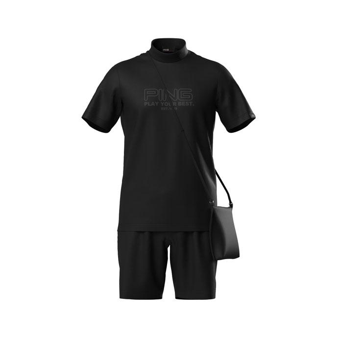 DESCENTE GOLF 半袖ハイネックシャツ&ショートパンツセット M PING（ピン） ゴルフ メンズ 半袖ハイネックシャツ×ショートパンツ 春