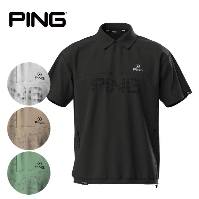 O*a様 【新品】PING ハーフジップシャツ ゴルフウェア　グレー×ブラック PING（ピン） ゴルフ メンズ コーデュラ半袖ハーフジップブルゾン