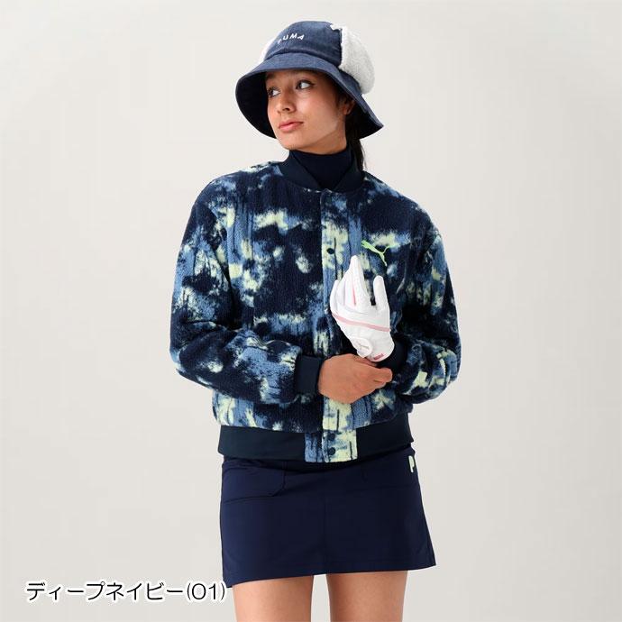 プーマ　レディースゴルフウェア　L冬用　セットアップ PUMA（プーマ） ゴルフ レディース アウター プリントフリースボンバー
