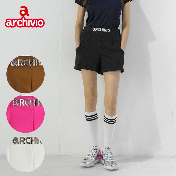 極美品 ARCHIVIO アルチビオ 中綿ショートパンツ 刺繍 秋冬 AW ショートパンツ ポリエステル ホワイト レディース 38(M) ゴルフウェア【古着】【中古】 サイズ：38 ARCHIVIO アルチビオ ショートパンツ サイドライン