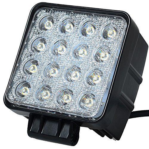 高輝度LEDワークライト 48W 16連 5500K-6300K 投光器 作業灯 12/24V対応 広角タイプ 防塵防水仕様 正方形