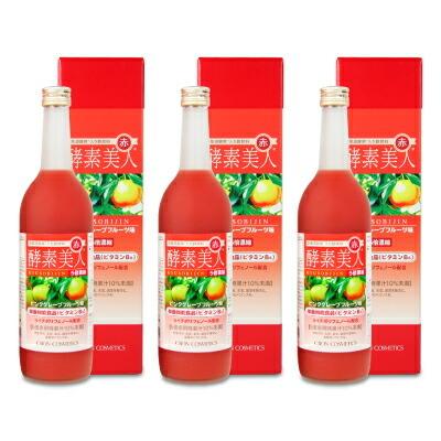 ジュース 飲む酢 飲むお酢 お酢飲料 シーボン 酵素美人 赤 ピンクグレープフルーツ味 720mL×3本 栄養機能食品 ビタミンB6｜tsutsu-uraura