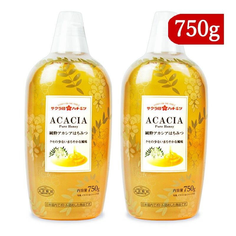 サクラ印 加藤美蜂園本舗 純粋アカシアはちみつ 750g×2本 : にっぽん