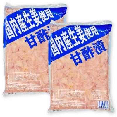 坂田信夫商店 国産生姜使用 甘酢しょうが 平切 1kg （1000g）× 2袋 超