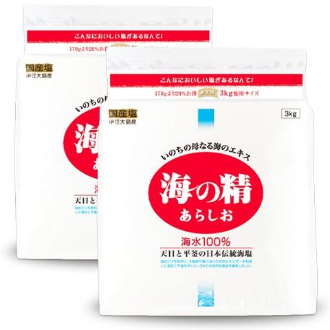 海の精 あらしお 塩   赤ラベル  3kg × 2袋 の商品画像