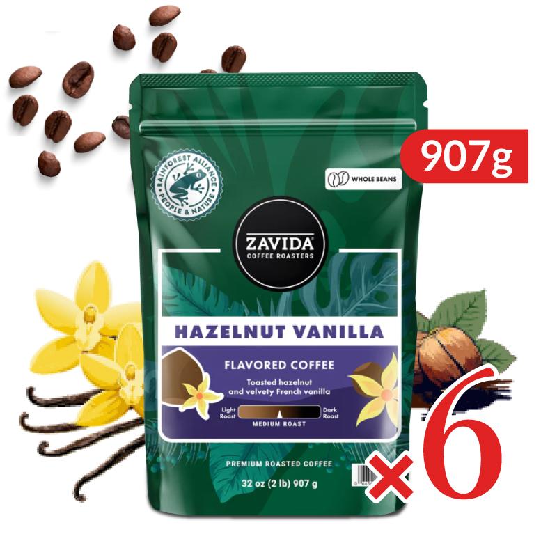 コーヒー コーヒー豆 ザビダコーヒー ヘーゼルナッツバニラ ホールビーン レインフォレスト アライアンス コーヒー 907g（2lb）× 6袋 正規販売店
