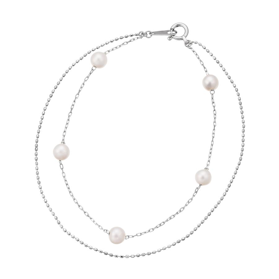 ジュエリーツツミ K10ホワイトゴールド淡水パールブレスレット