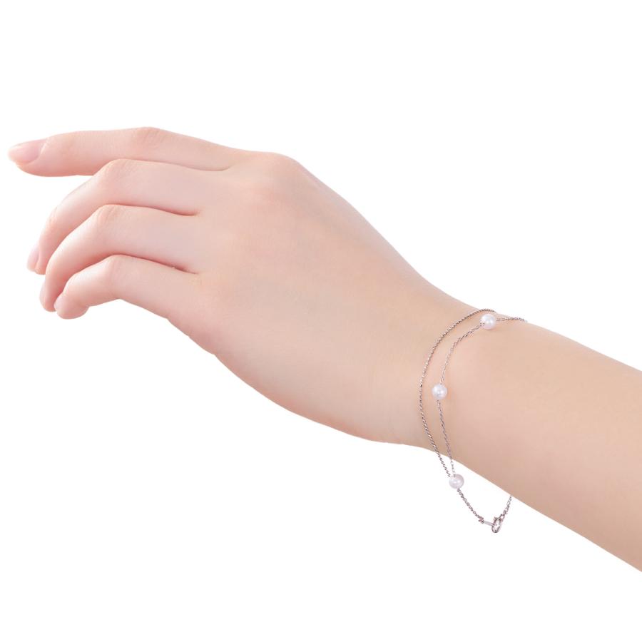 ジュエリーツツミ K10ホワイトゴールド淡水パールブレスレット