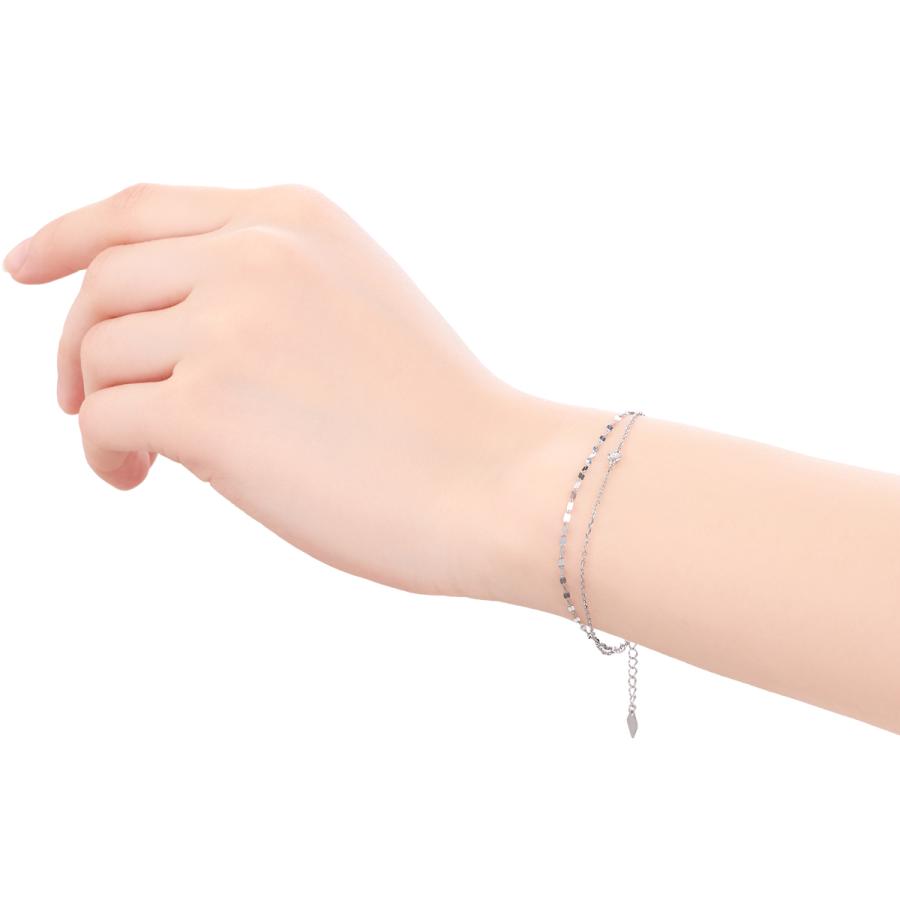 ジュエリーツツミ K10ホワイトゴールドダイヤモンドブレスレット