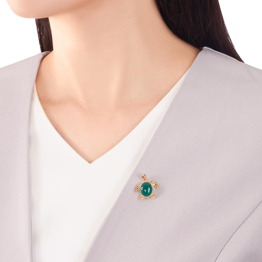 ジュエリーツツミ K10イエローゴールドメノウブローチ : ジュエリー