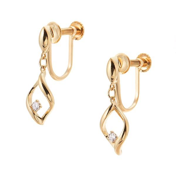 K10イエローゴールドダイヤモンドイヤリング 