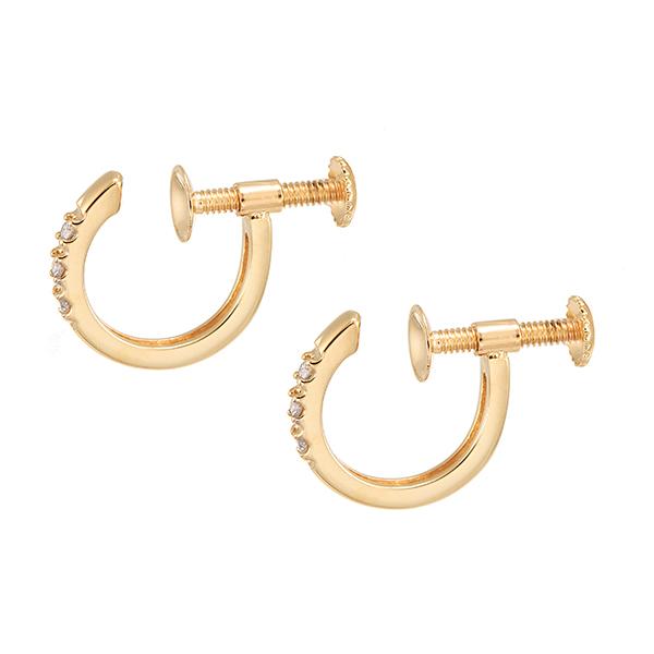 K10イエローゴールドダイヤモンドイヤリング 