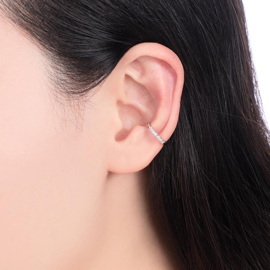 ジュエリーツツミ K10ホワイトゴールドダイヤモンドイヤーカフ（片側