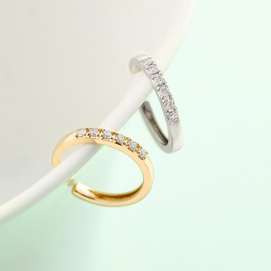 ジュエリーツツミ K10ホワイトゴールドダイヤモンドイヤーカフ（片側