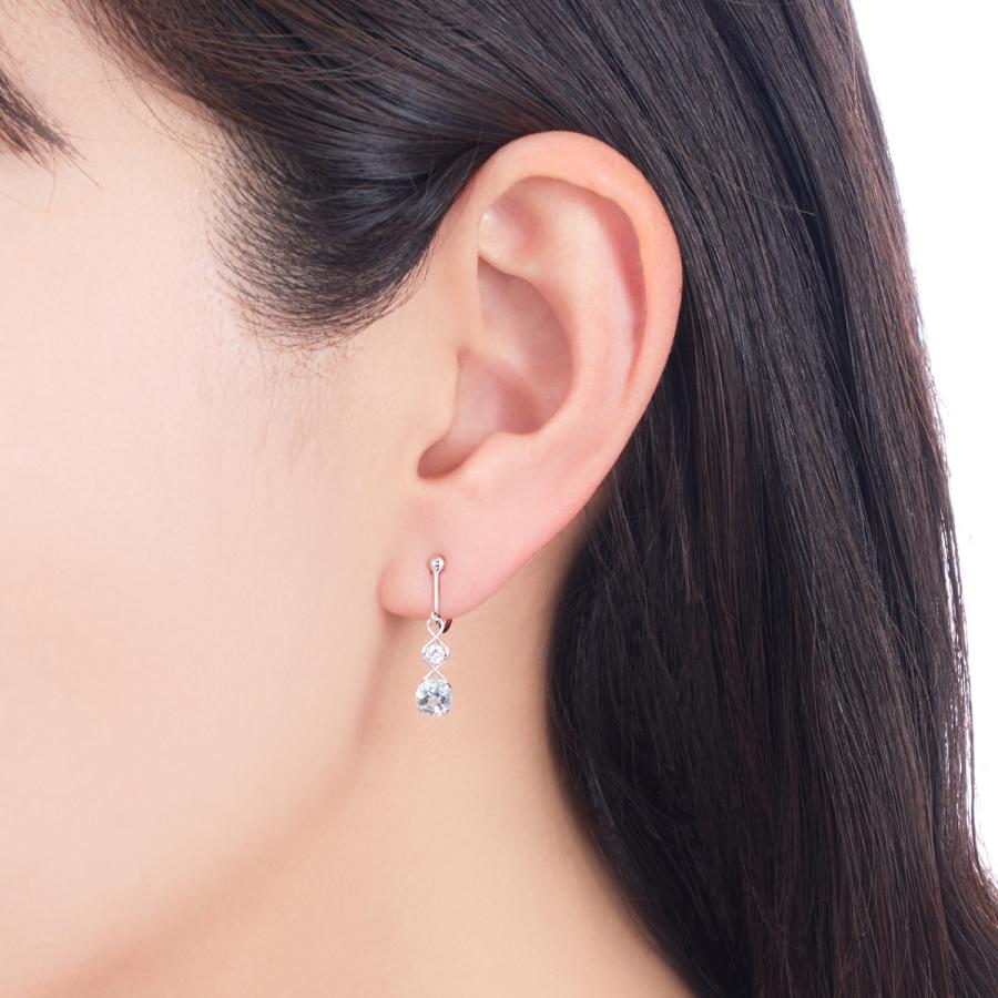 ジュエリーツツミ K10ホワイトゴールドアクアマリンイヤリング