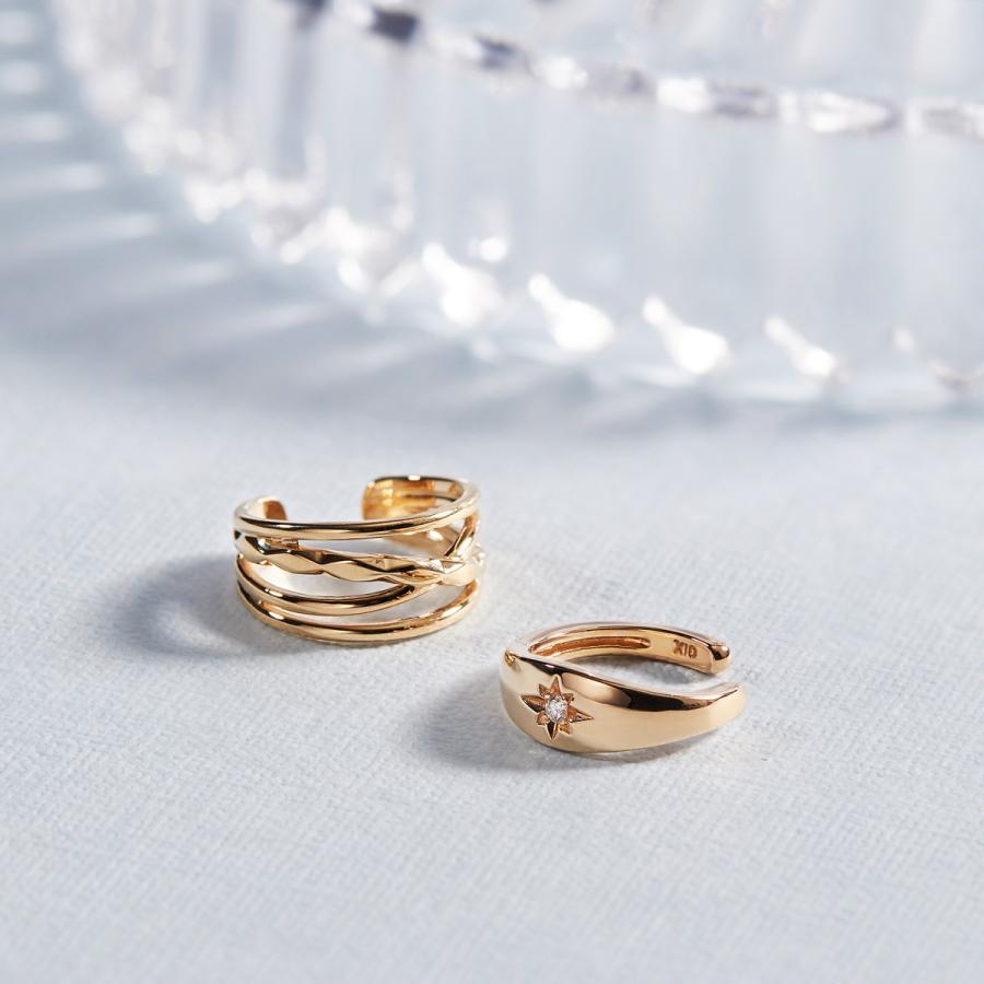 ジュエリーツツミ K10イエローゴールドダイヤモンドイヤーカフ