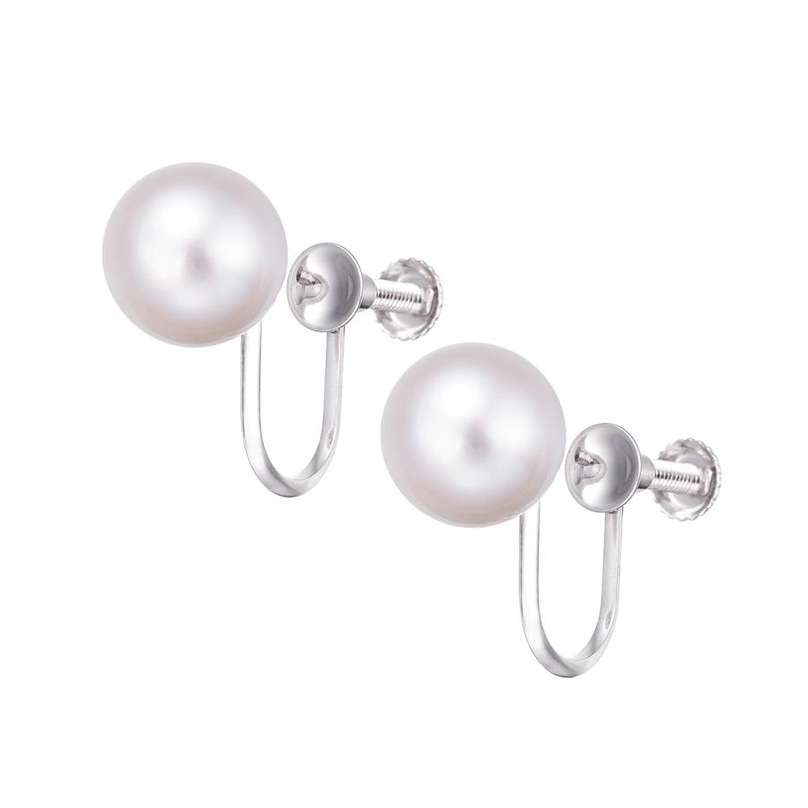 ジュエリーツツミ K10ホワイトゴールドアコヤ真珠イヤリング（7.5mm