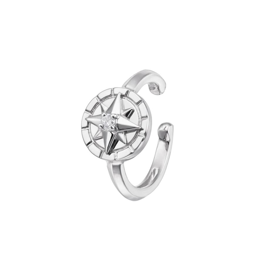 ジュエリーツツミ K10ホワイトゴールドダイヤモンドイヤーカフ（片側