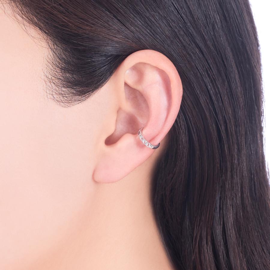 ジュエリーツツミ K10ホワイトゴールドホワイトトパーズイヤーカフ