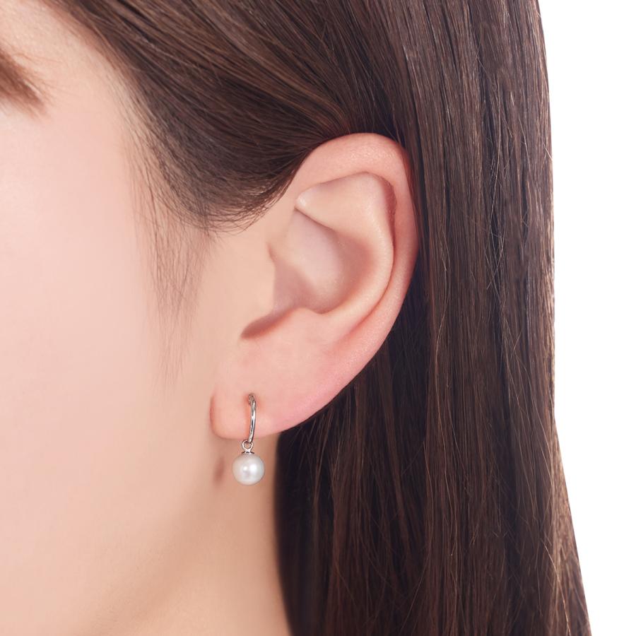 K10ホワイトゴールド淡水パールイヤリング（6mm)の画像