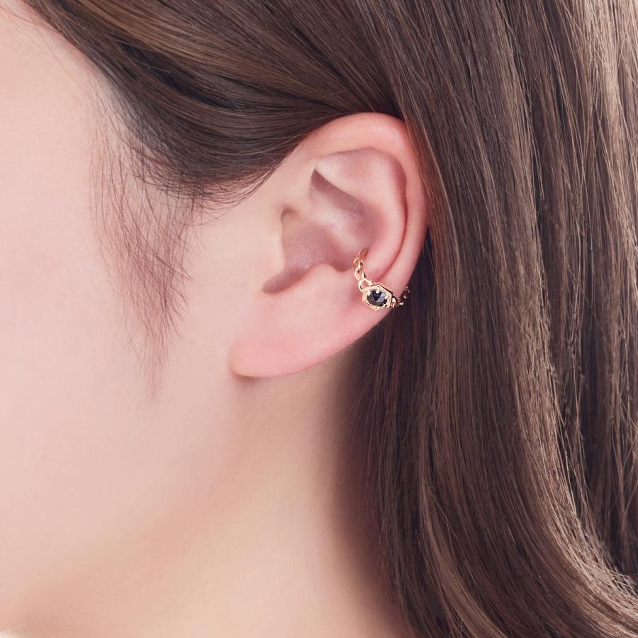 ジュエリーツツミ K10イエローゴールドブラックダイヤモンドイヤーカフ