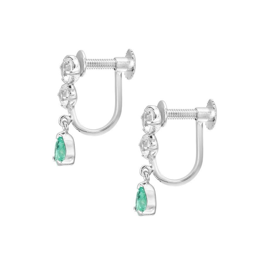 ジュエリーツツミ K10ホワイトゴールドエメラルドイヤリング
