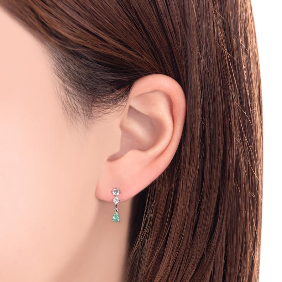 ジュエリーツツミ K10ホワイトゴールドエメラルドイヤリング