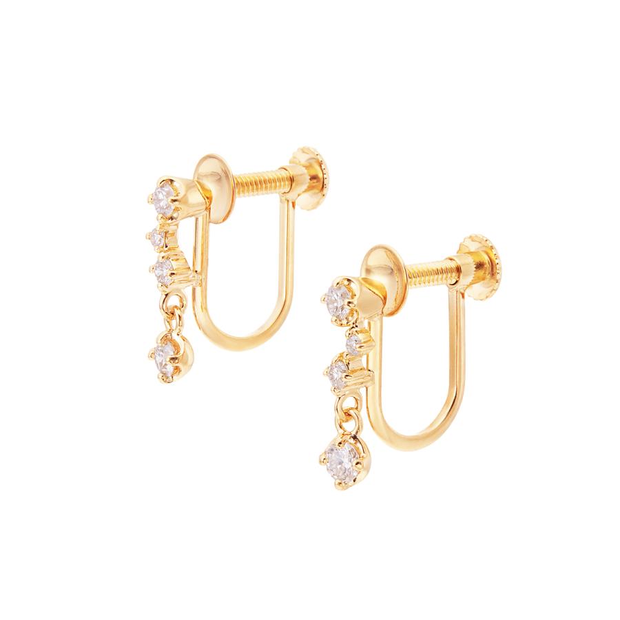 18金 イエローゴールド ダイヤモンドピアス 両耳用1ペア 18k K18 ダイヤ 4月 誕生石 四葉 クローバー【北海道・沖縄・離島以外 送料無料】kk147 - 【ジュエリーバーゲン】- プレゼント＆ギフトのギフトモール