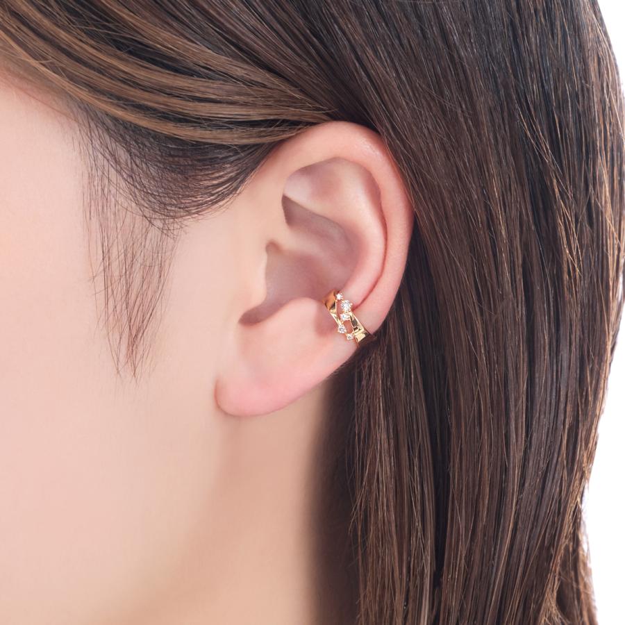 ジュエリーツツミ K18イエローゴールドダイヤモンドイヤーカフ（片側